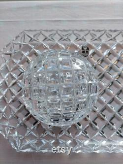 Vintage crystal powder bowl, Art Deco powder bowl, vintage powder bowl, dressing table vanity bowl, crystal bowl with lid