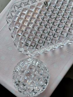 Vintage crystal powder bowl, Art Deco powder bowl, vintage powder bowl, dressing table vanity bowl, crystal bowl with lid