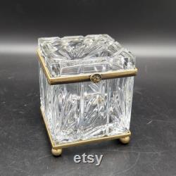 Vintage cut crystal and brass Castilian imports casket box vanity decor