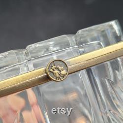 Vintage cut crystal and brass Castilian imports casket box vanity decor