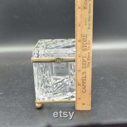 Vintage cut crystal and brass Castilian imports casket box vanity decor