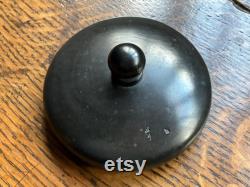 Vintage ebony lidded heavy cut glass powder jar