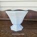 Vintage embossed grapevine candy dish, white milk glass, mid-century modern farmhouse shelf filler, accent decor, decorative pedestal bowl
