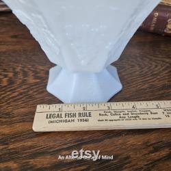 Vintage embossed grapevine candy dish, white milk glass, mid-century modern farmhouse shelf filler, accent decor, decorative pedestal bowl