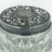 Vintage footed Pressed Glass POWDER JAR STERLING embossed lid Gs4-4