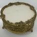 Vintage gold face powder jewelry makeup storage box ornate vanity decor