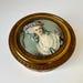 Vintage gold powder box with Victorian lady portrait