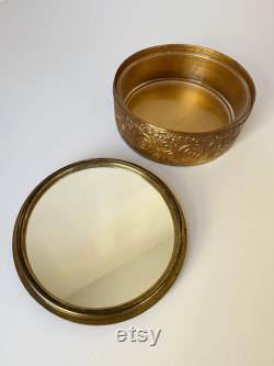 Vintage gold powder box with Victorian lady portrait