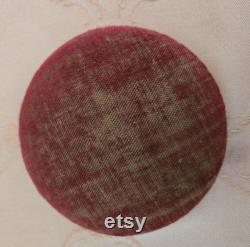 Vintage ivory coloured celluloid lidded powder bowl, maroon padded lid, vanity accessory, no puff included 4.5 W 1 D 4.75 base, lid 1.25 H