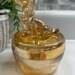 Vintage marigold luster glass powder puff box or trinket dish with Scotty dog Jeannette glass
