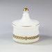 Vintage, mid century white opaline glass powder Jar with gold decor, made in Sweden Box