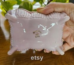 Vintage ornate Pink and Gold and Delicate white leaves Ceramic Jewelry Box, Dresser Box, Vanity Box, Powder Jar circa 1970's made in Japan.