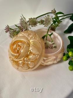 Vintage peach lustre Carnival glass Vanity Box