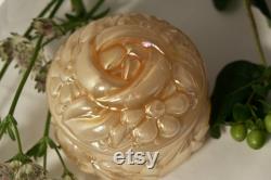 Vintage peach lustre Carnival glass Vanity Box