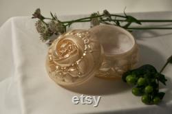 Vintage peach lustre Carnival glass Vanity Box