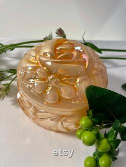 Vintage peach lustre Carnival glass Vanity Box