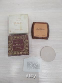 Vintage powder box Elena with mirror and refill. USSR 80s. Compact FACE POWDER with mirror