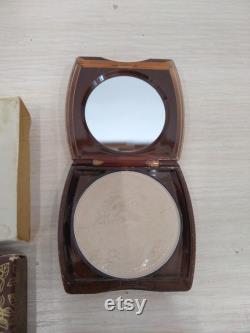 Vintage powder box Elena with mirror and refill. USSR 80s. Compact FACE POWDER with mirror
