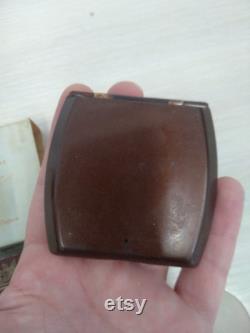 Vintage powder box Elena with mirror and refill. USSR 80s. Compact FACE POWDER with mirror