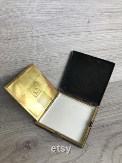 Vintage powder box Metal square powder box of 60s USSR Make-up Powder compact Metal cosmetic case Shabby chic Dressing table decor