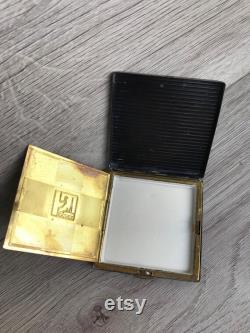 Vintage powder box Metal square powder box of 60s USSR Make-up Powder compact Metal cosmetic case Shabby chic Dressing table decor