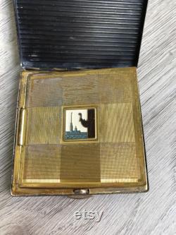 Vintage powder box Metal square powder box of 60s USSR Make-up Powder compact Metal cosmetic case Shabby chic Dressing table decor