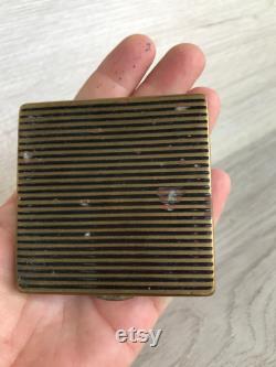 Vintage powder box Metal square powder box of 60s USSR Make-up Powder compact Metal cosmetic case Shabby chic Dressing table decor