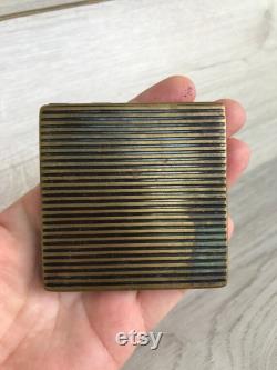 Vintage powder box Metal square powder box of 60s USSR Make-up Powder compact Metal cosmetic case Shabby chic Dressing table decor