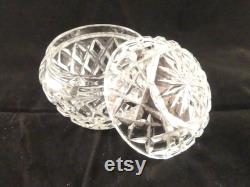 Vintage powder jar cut crystal vanity dressing table glass trinket ring dish box bowl with lid jewellery storage large medium size