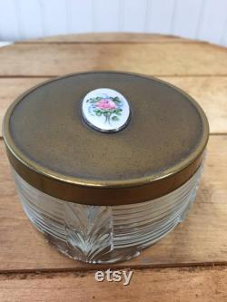 Vintage powder jar, powder tin, set, Victorian powder jar,make up,crystal jar,powder box,collectibles, vanity ,powder container,