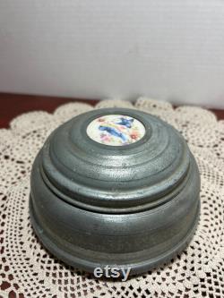 Vintage powder trinket music box, with 2 Blue Birds pictured