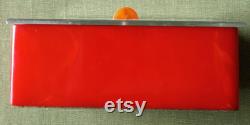 Vintage red Bakelite Minerva Dusting Powder box mirrored lid Minerva Cosmetic Co.