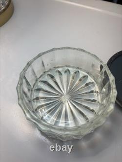 Vintage silver-plated and crystal glass powder/ trinket pot with mirror