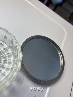 Vintage silver-plated and crystal glass powder/ trinket pot with mirror