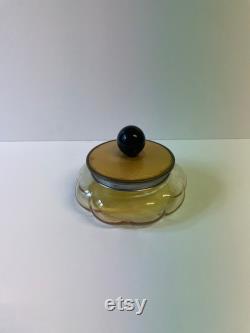 Vintage vanity jar with guilloched lid