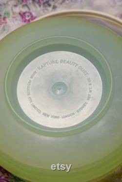 Vinyage Avon Collectable 1964 Rapture Powder Box with Original Puff Lime Ocean Green Vintage Vanity Collection