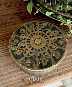 Vtg/Antique French Guerlain Shalimar Brune Dusting Powder Box with Puff&Powder