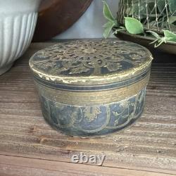 Vtg/Antique French Guerlain Shalimar Brune Dusting Powder Box with Puff&Powder