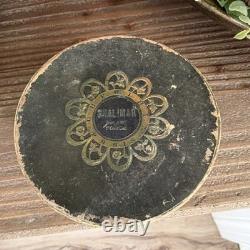 Vtg/Antique French Guerlain Shalimar Brune Dusting Powder Box with Puff&Powder