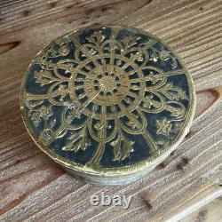 Vtg/Antique French Guerlain Shalimar Brune Dusting Powder Box with Puff&Powder
