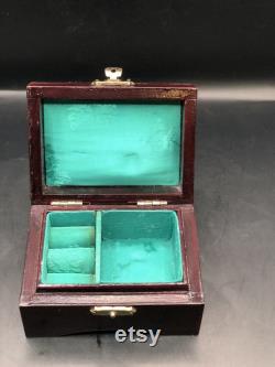 Vtg. Choking Art Japan. Red lacquered Peacock Trinket Box peacocks Flowers. 1970