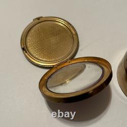Vtg Hampden Vanity Set Powder Compact Trinket Box Purple Lucite Rhinestones