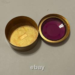 Vtg Hampden Vanity Set Powder Compact Trinket Box Purple Lucite Rhinestones