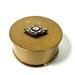 Vtg Henriette Livia brass metal Powder Trinket Box with Micro Mosaic Decoration