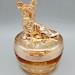 Vtg Iridescent Glass Powder Jar with Scottie Dog Lid