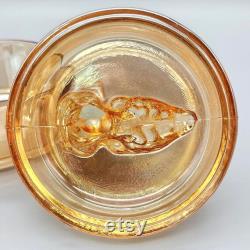 Vtg Iridescent Glass Powder Jar with Scottie Dog Lid