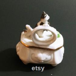Vtg Kitty Cat Ceramic Trinket Ring Dish (b9)