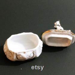 Vtg Kitty Cat Ceramic Trinket Ring Dish (b9)