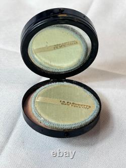 Vtg La Fleurette Compact NYC Greek Key Double Vanity Mirrored Powder Box