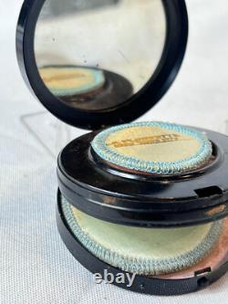 Vtg La Fleurette Compact NYC Greek Key Double Vanity Mirrored Powder Box